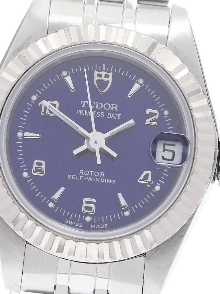 Tudor Princess Date 92514 Wg Bezel Blue Dial Automatic Ladies Watch917425